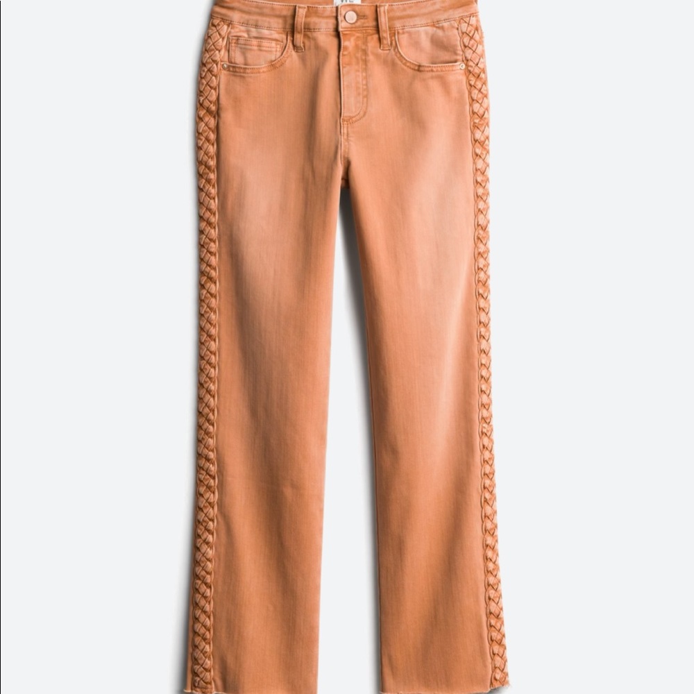 * Wash Lab Fay Braided Side Straight Leg Jeans Size 31, 12 Color Brownish Orange